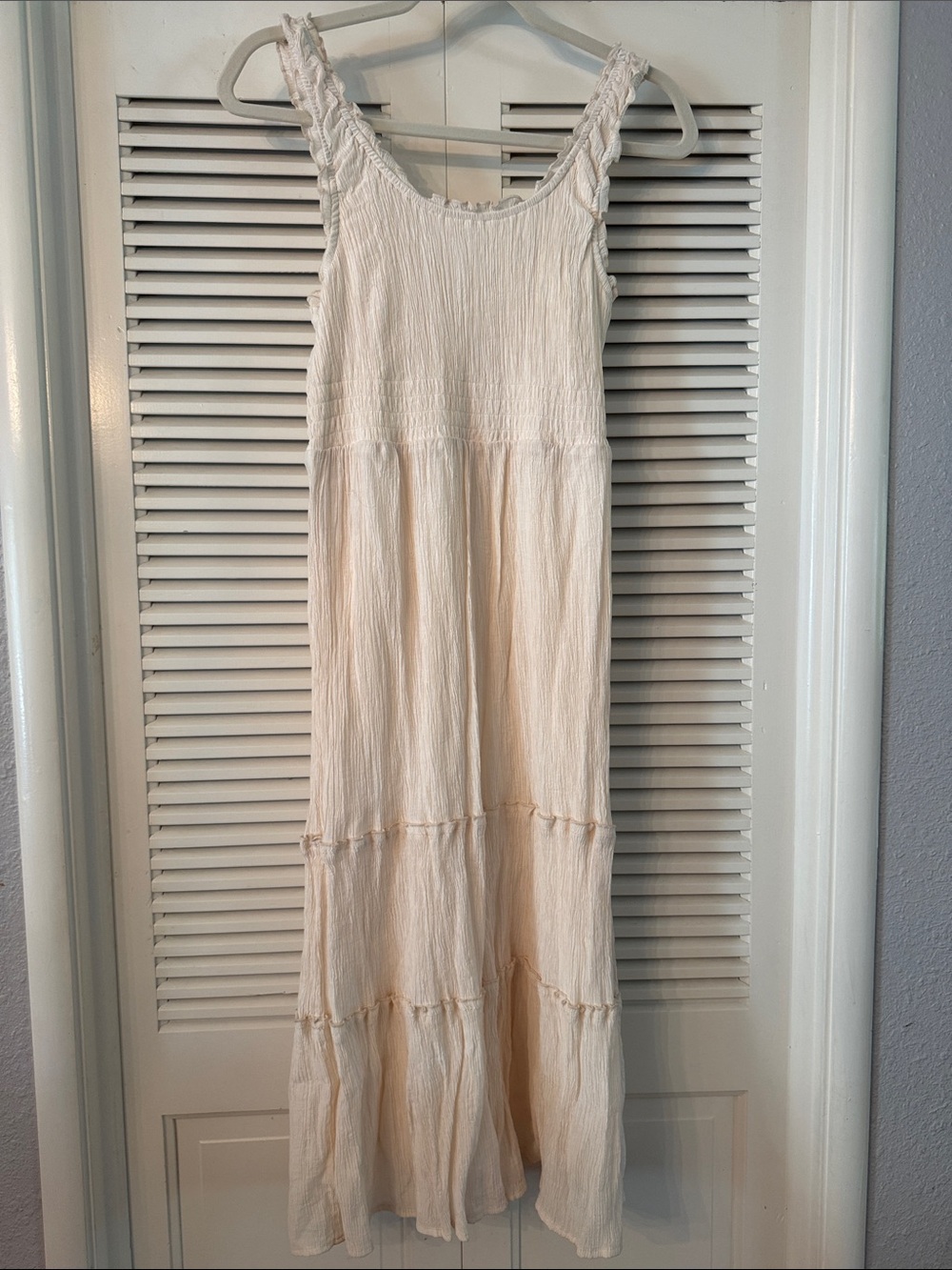 Lucky Brand Cream Tiered Maxi Sundress